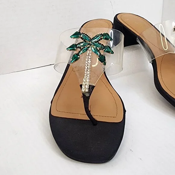 J. Renee Tarianna Clear Black Thong Sandal - Picture 3 of 10